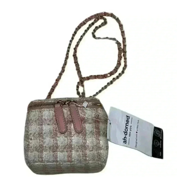 Ah-Dorned Pink Plaid Small Fragrance Bag with Crossbody Chain Zip Close - Picture 13 of 16